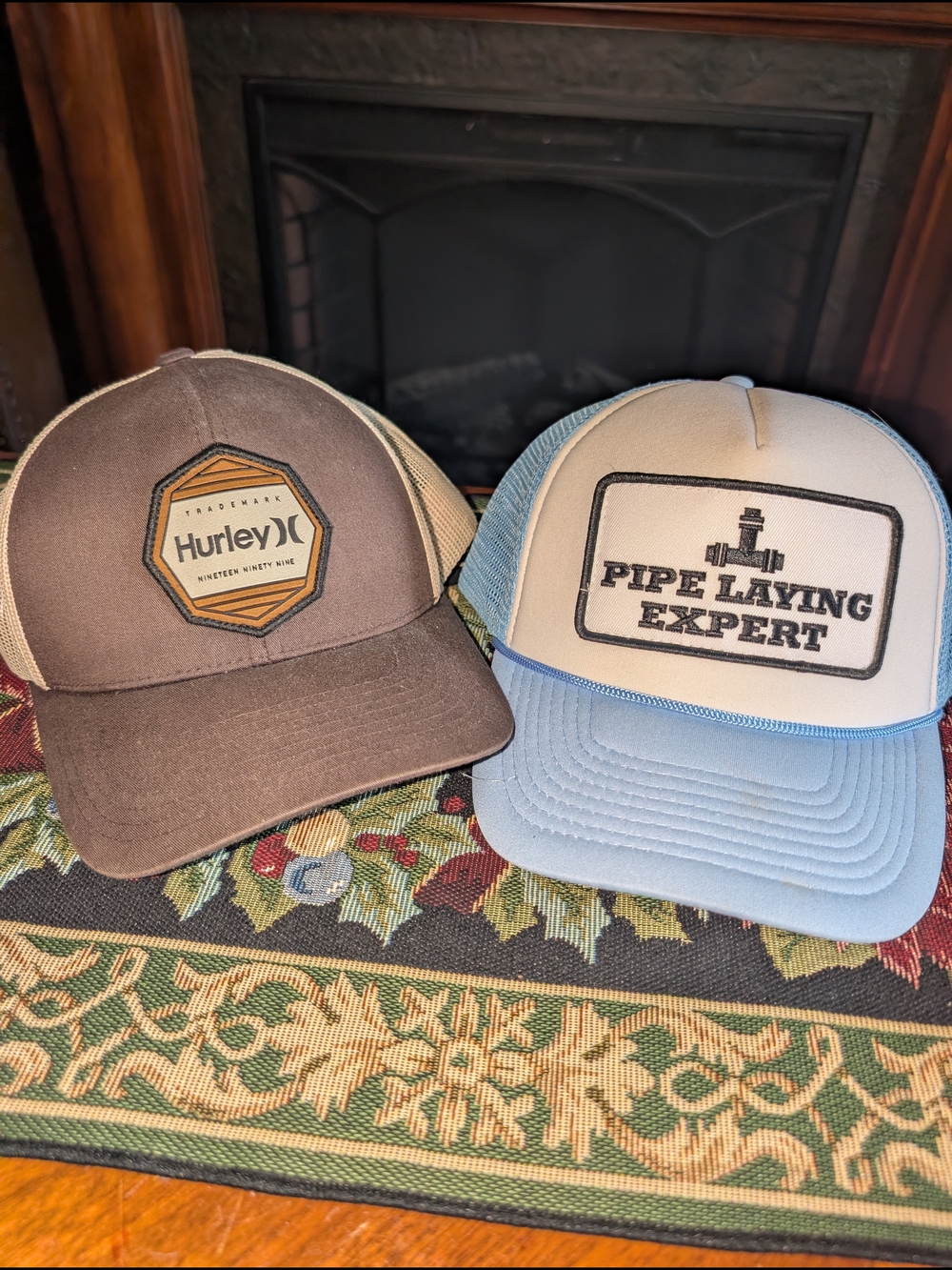 Hurley + Funny Pipe Laying Expert Trucker Hat Bundle Snapback Mesh Caps